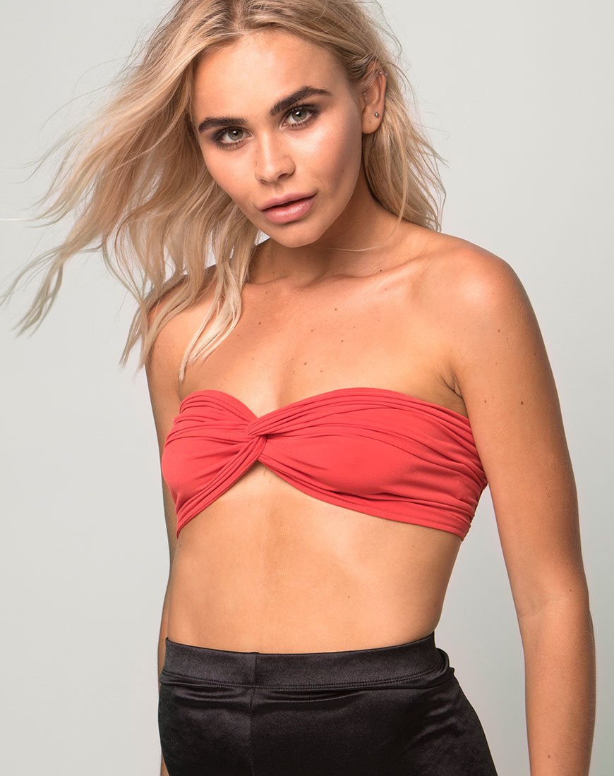 Dayu Bandeau Crop Top in Burgundy