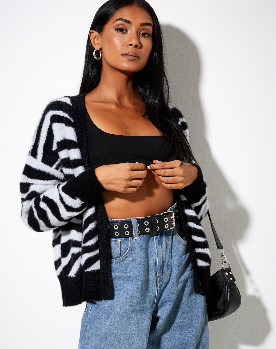 Zebra Print Knit Cardigan | Uriela – motelrocks-com-us