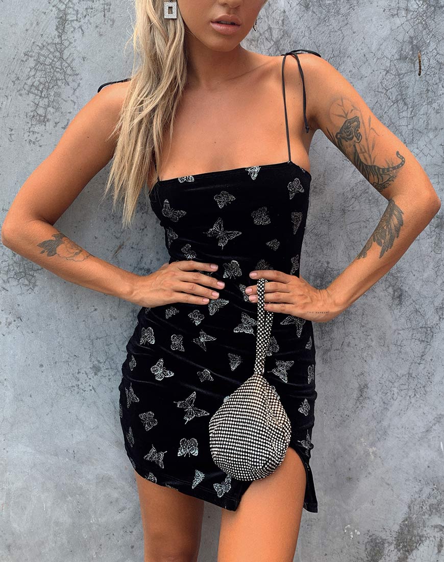 Velvet Sequin Butterfly Mini Dress | Verso motelrocks-com-us Velvet Sequin Butterfly Mini Dress | Verso motelrocks-com-us