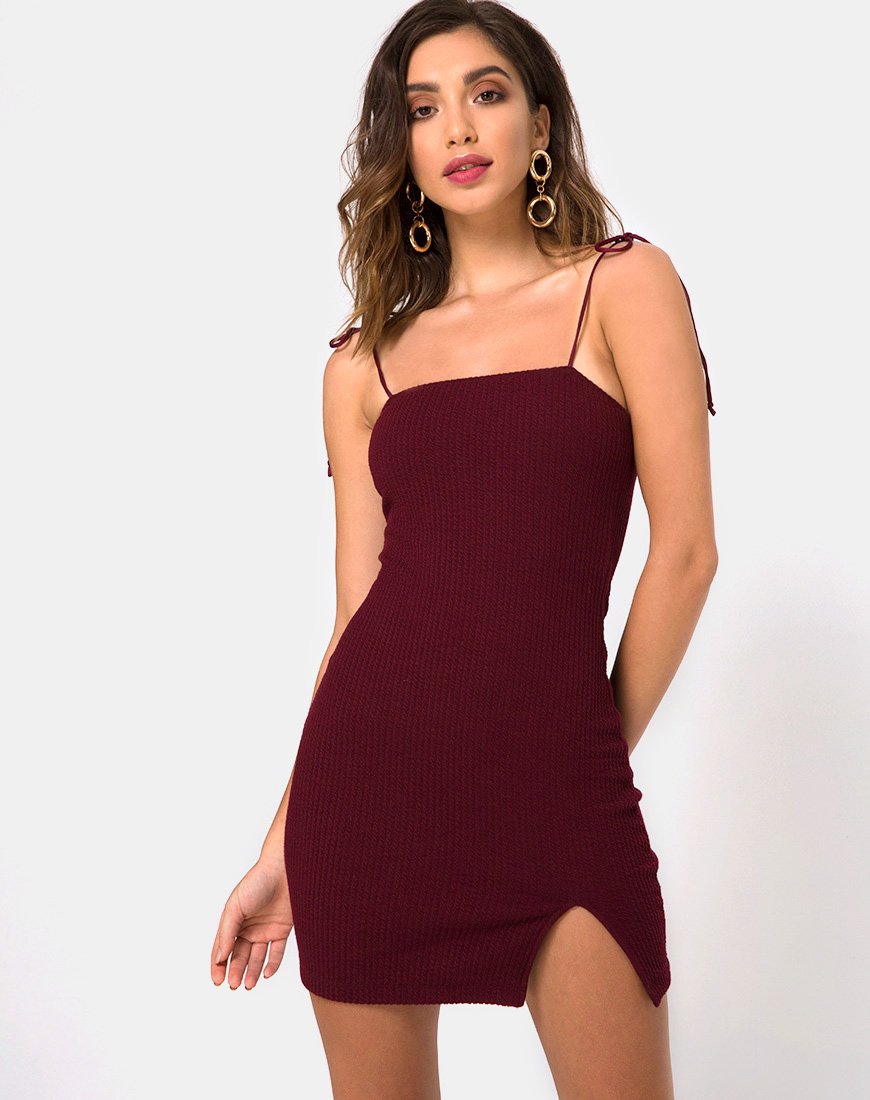 maroon bodycon dress Verso Bodycon Dress in Burgundy – motelrocks-com-us