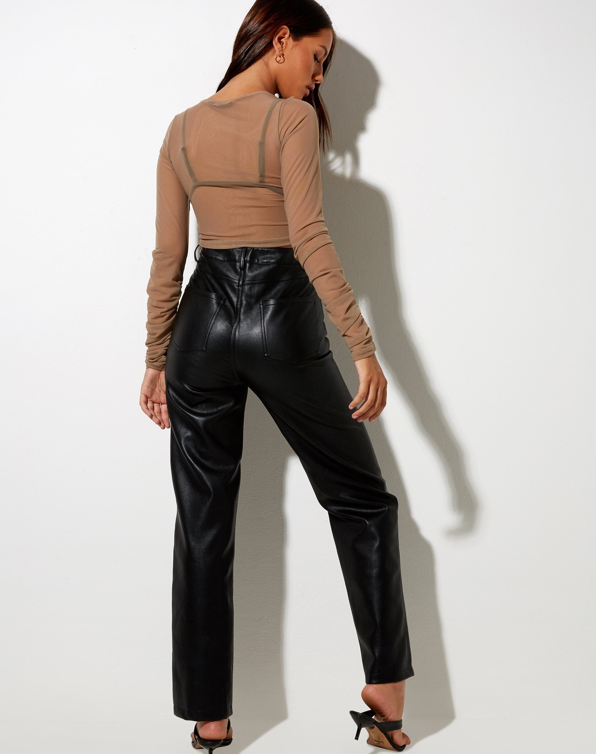 Image of Vinta Crop Top in Mesh Taupe