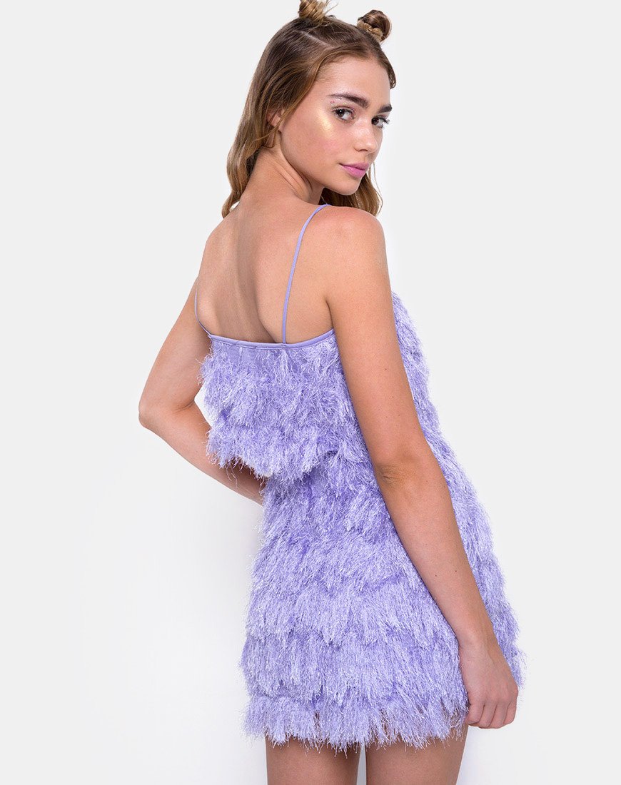 purple fur dress RUNAWAY THE LABEL Violet Purple Faux Fur Bandeau Mini Dress