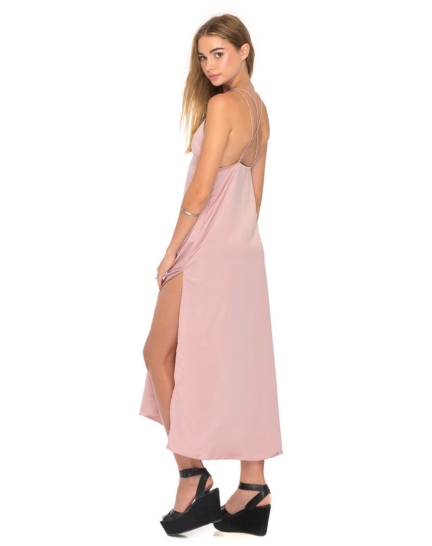 dusky pink maxi dress ASOS DESIGN Curve high neck ruched belt detail maxi dress in dusky pink