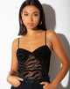 Image of Yecal Sheer Bodice in Horizontal Zebra Flock Black