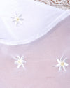 White Daisy Embro with White Lace