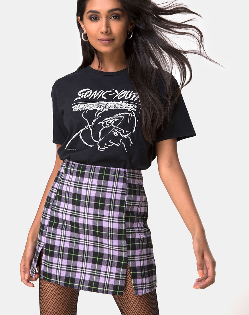 Zaid Mini Skirt in Plaid Lilac – motelrocks-com-us