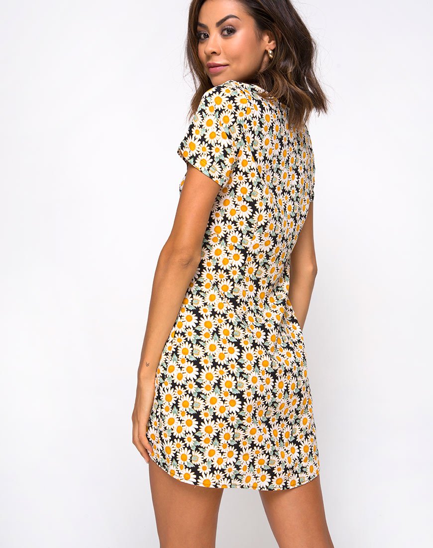 motel rocks t shirt dress Bella Mini Tea Dress in Poplin White , Frill , Scoop Neckline , Loose Fit