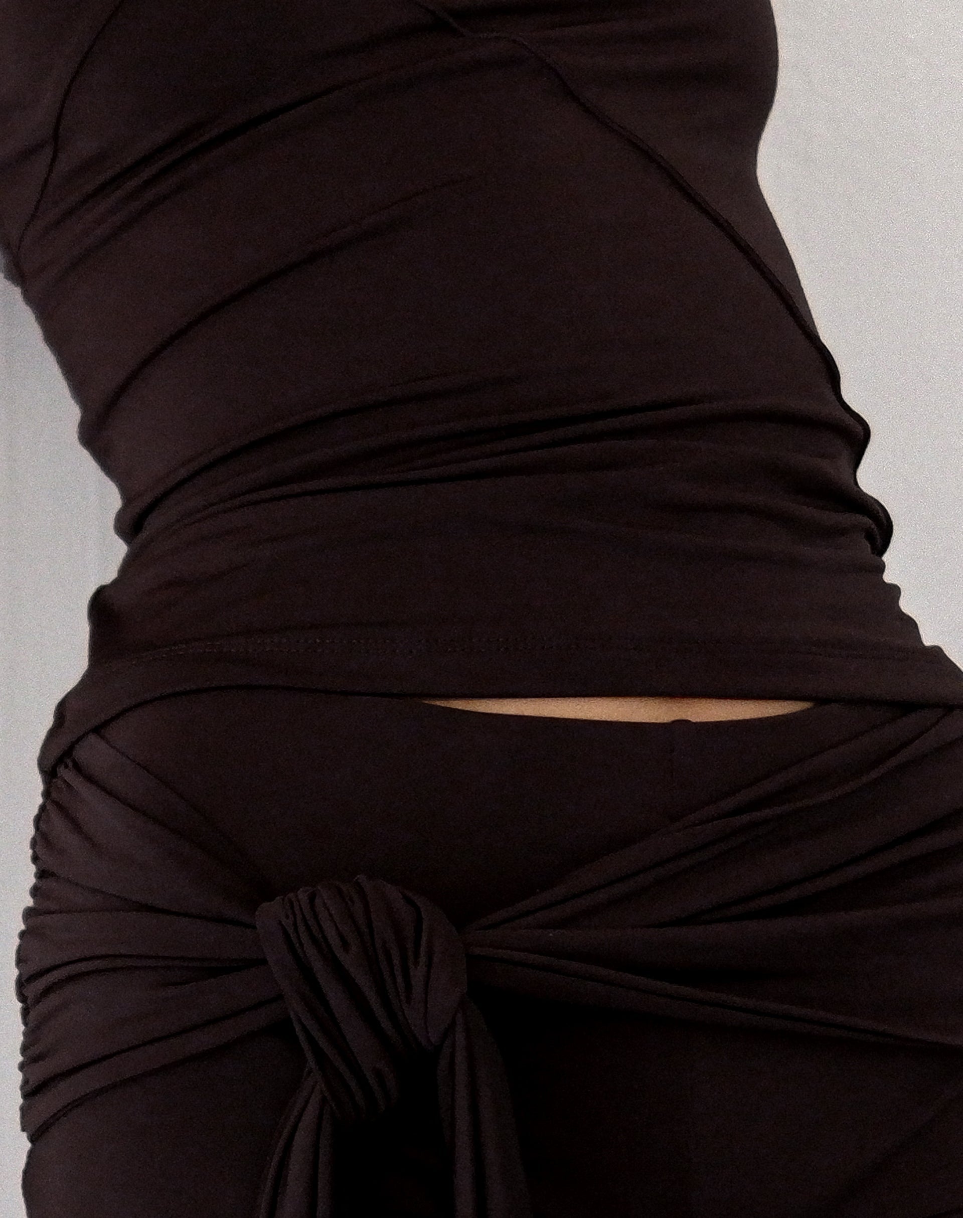 Mocca Capri Trousers with Wrap Waistband | Effy – motelrocks
