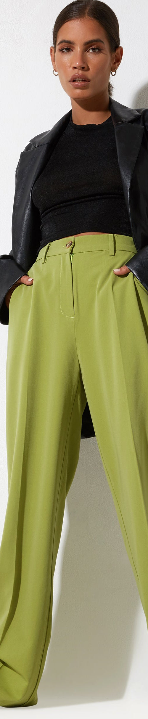 image of Abba Straight Leg Trouser in Tailoring Apple Green