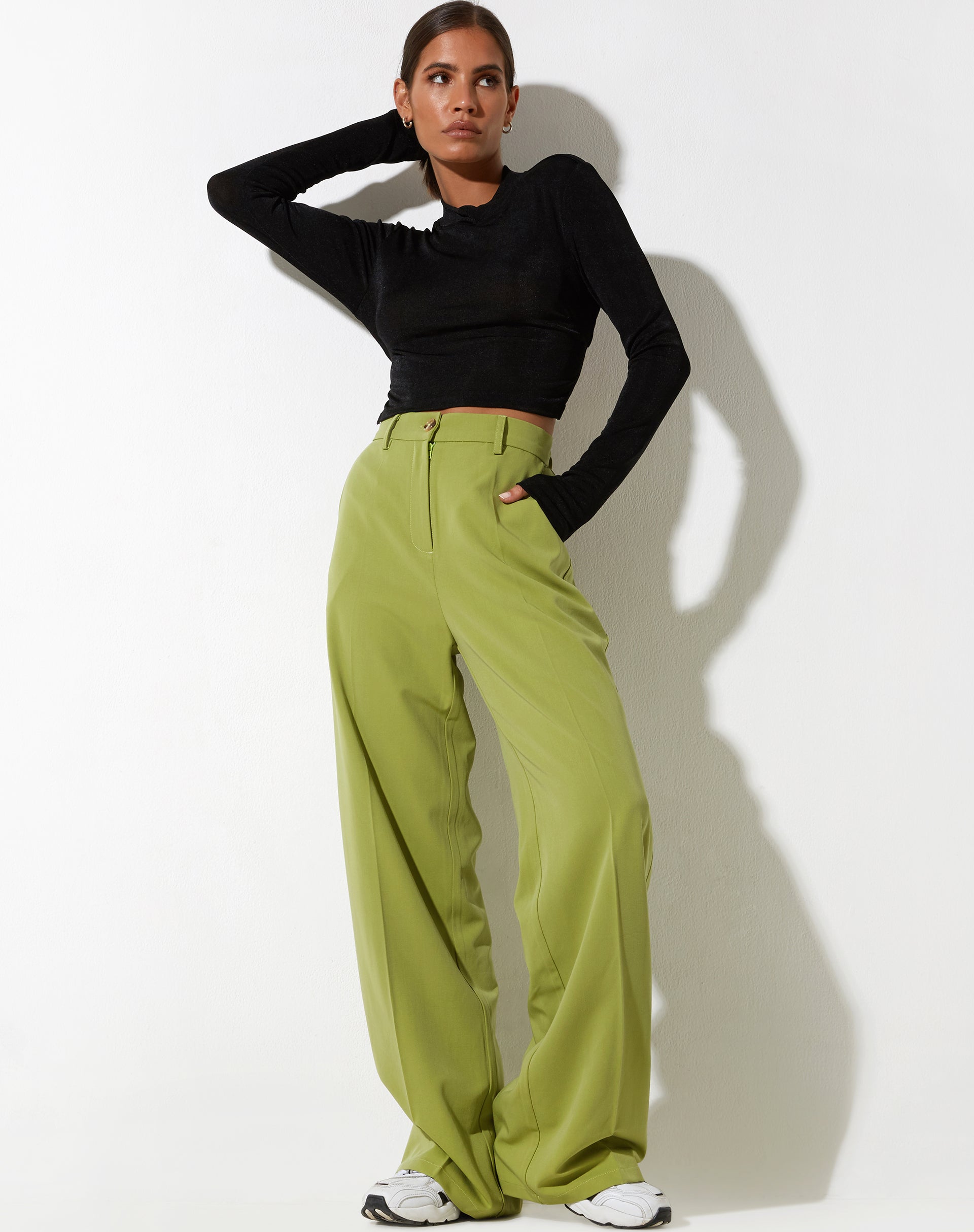 image of Abba Straight Leg Trouser in Tailoring Apple Green
