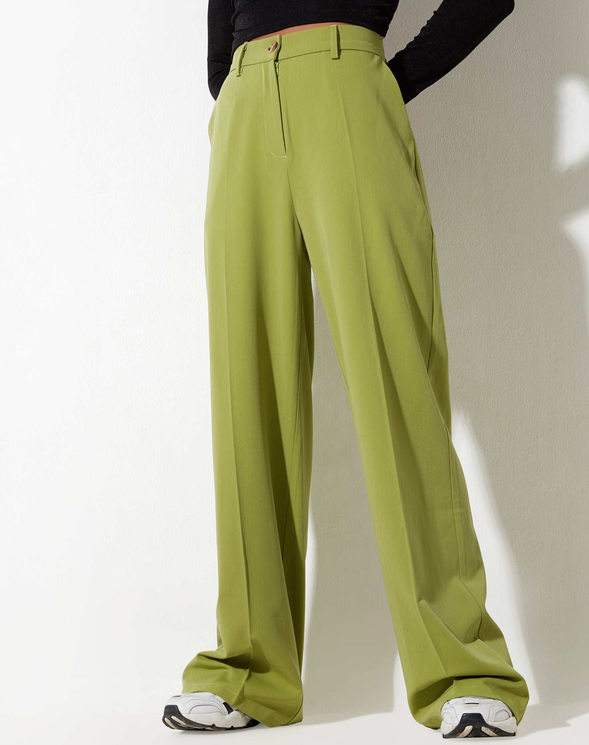 image of Abba Straight Leg Trouser in Tailoring Apple Green