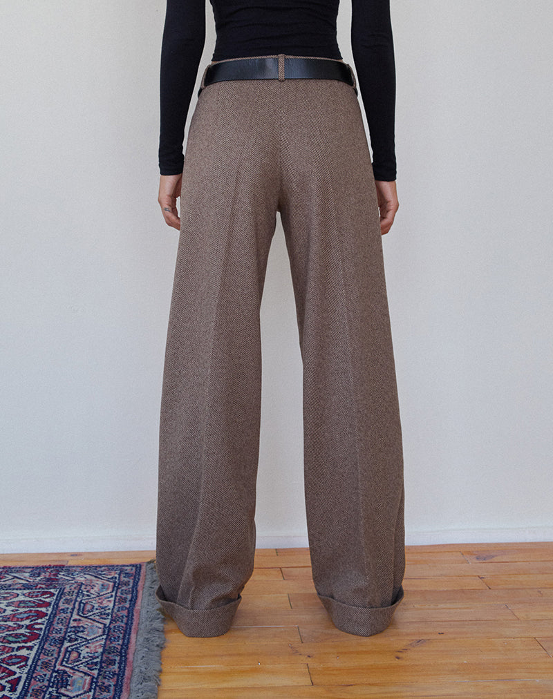 Image of Abdel Faux Wool Tailored Trouser in Walnut