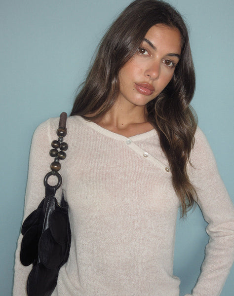 Ecru Sheer Knit Long Sleeve Top | Elanur – motelrocks-com-us