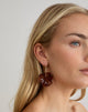 Image of Acrylic Brown Flower Gold Hoop Earrings