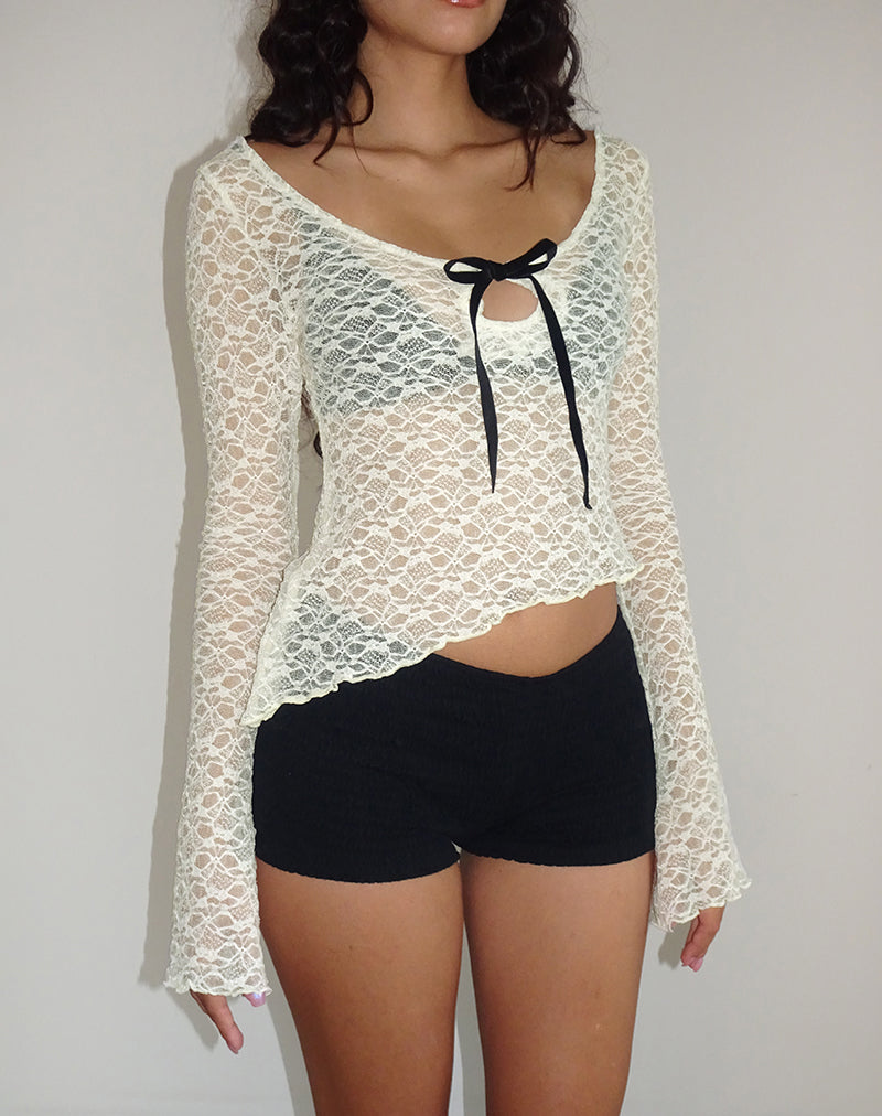 Image of Adas Unlined Long Sleeve Top in Lace Ivory