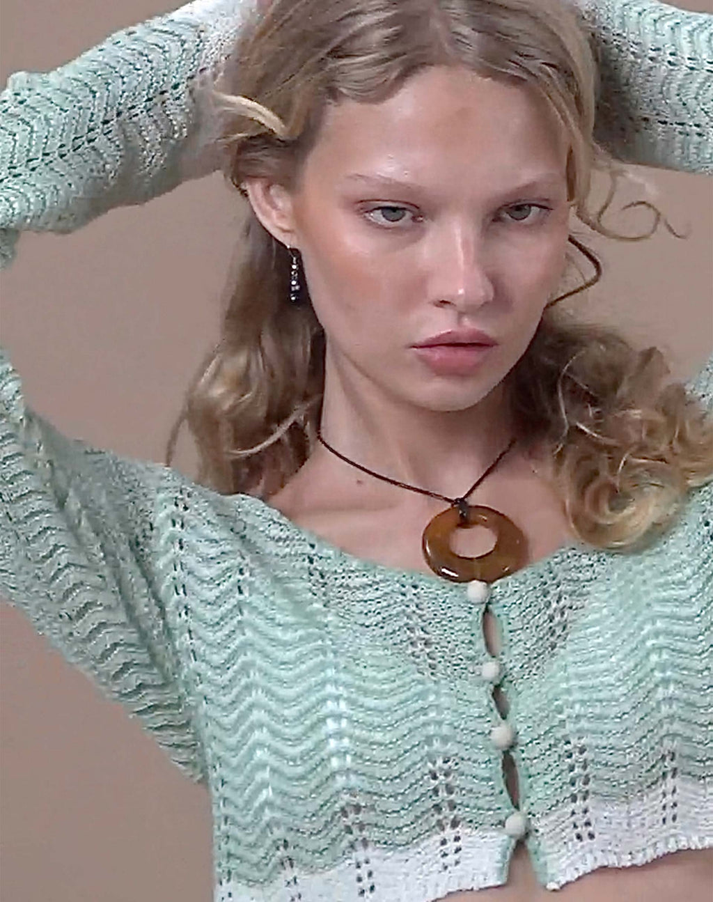 Aesha Cropped Cardigan in Sage Cream