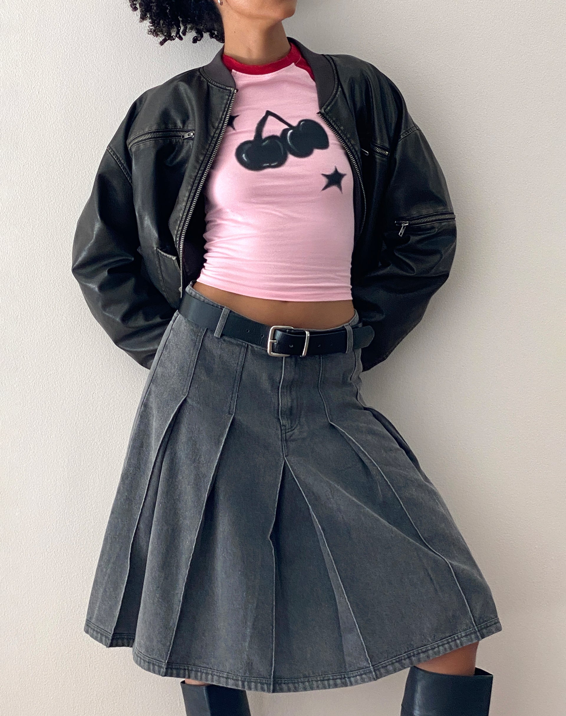 Red Cherry Print Ballet Pink Baby Tee | Agneta – motelrocks