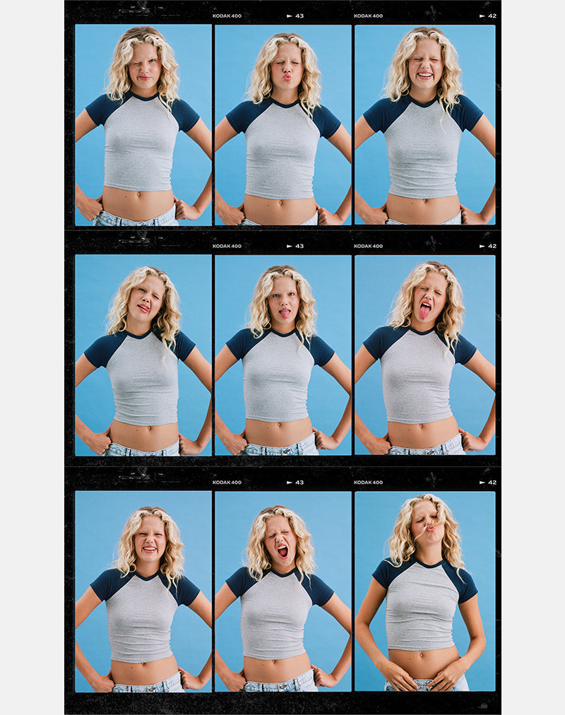 Image of Agneta Tee in Grey Marl and Navy Combination