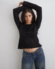 Image of Aika Long Sleeve Top in Sheer Knit Black