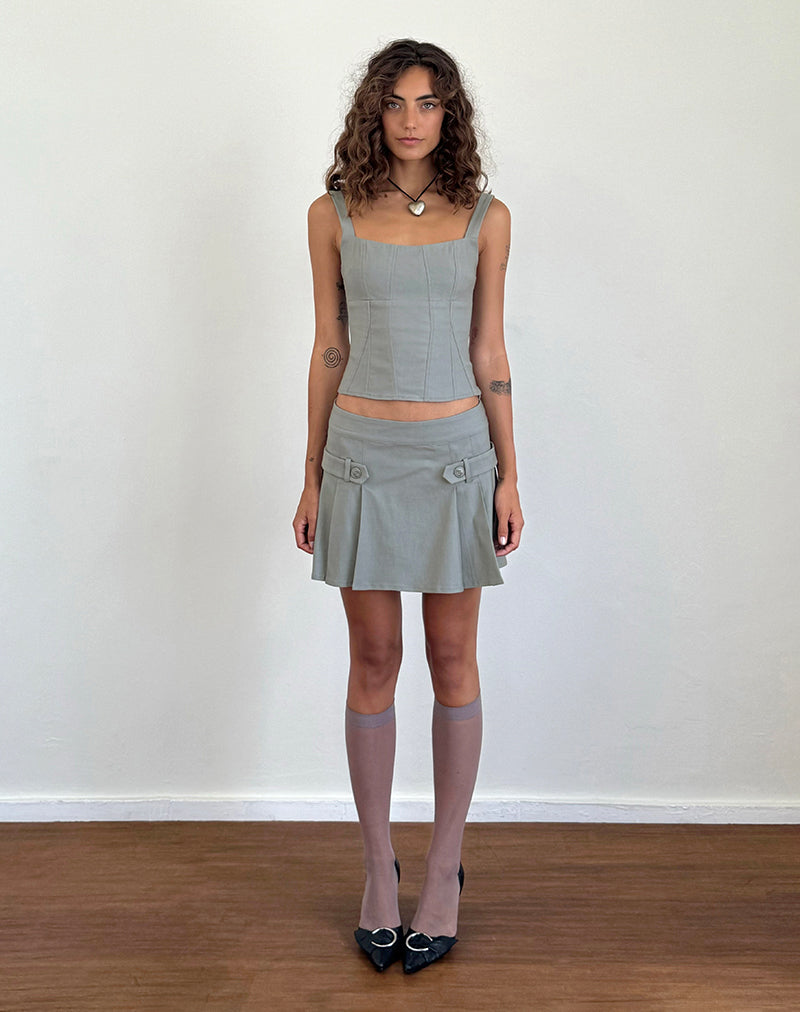 Image of Ahanu Pleated Mini Skirt in Grey