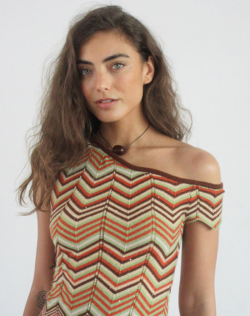 Green Multi Stripe Off Shoulder Top | Aisling – motelrocks-com-us