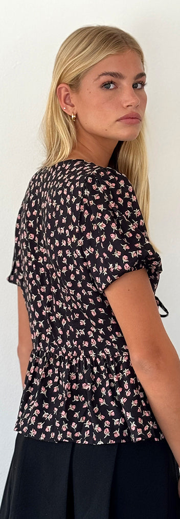 Red Rose Ditsy Black Blouse | Ajasi – motelrocks-com-us