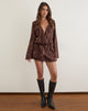 Image of Alaia Mini Dress in Floral Jacquard Chiffon Brown