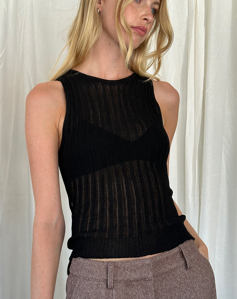 Image of Alessia Vest Top in Wide Rib Knit Black