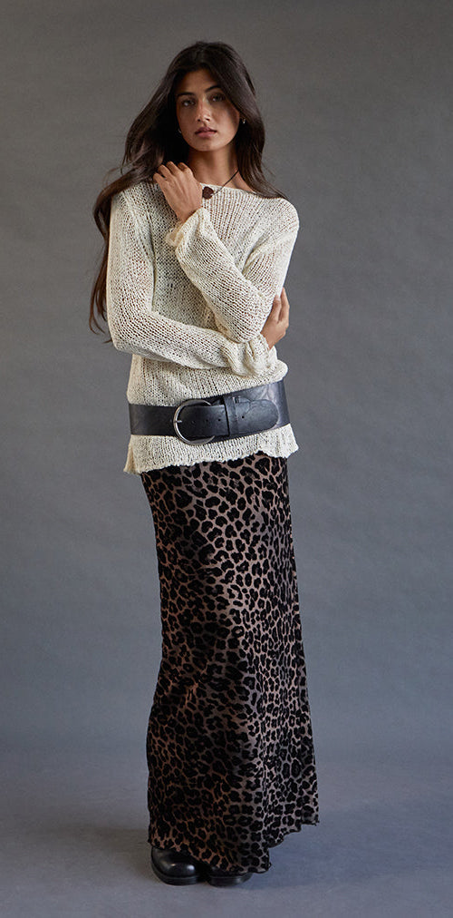 Image of Alfreda Maxi Skirt in Flock Mesh Rar Leopard