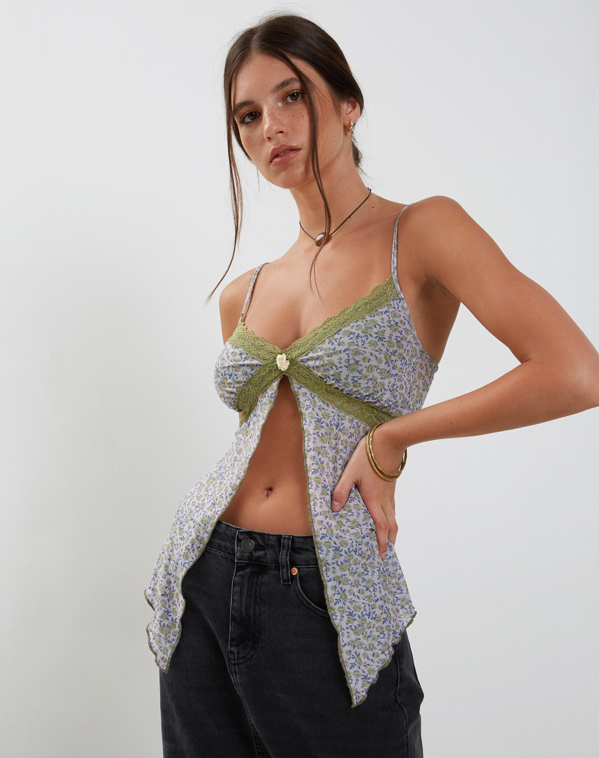 Image of Aliqa Mesh Butterfly Top in Spring Rose Green