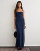 Image of Alivia Ruched Maxi Dress in Cupro Navy