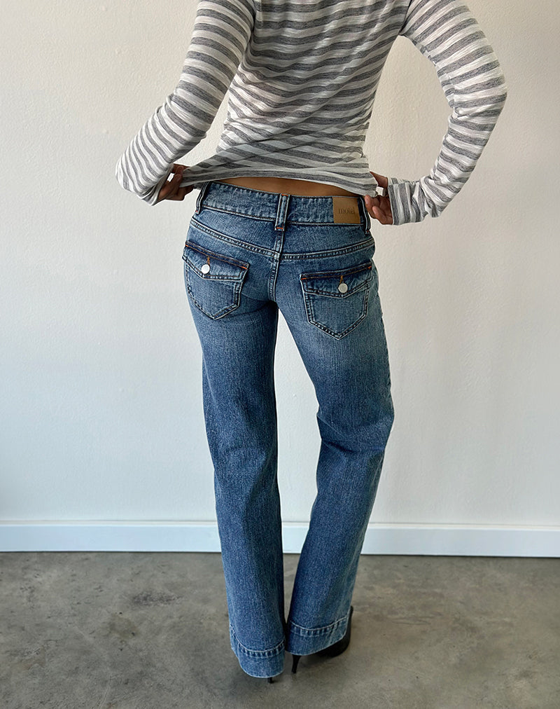 Low Rise Bootcut Jeans in Ocean Blue