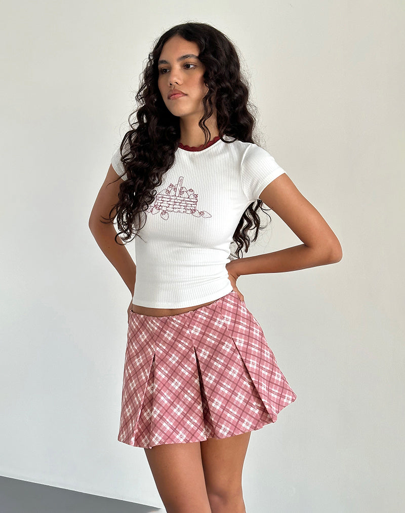 Alula Pleated Mini Skirt in Pink Tartan