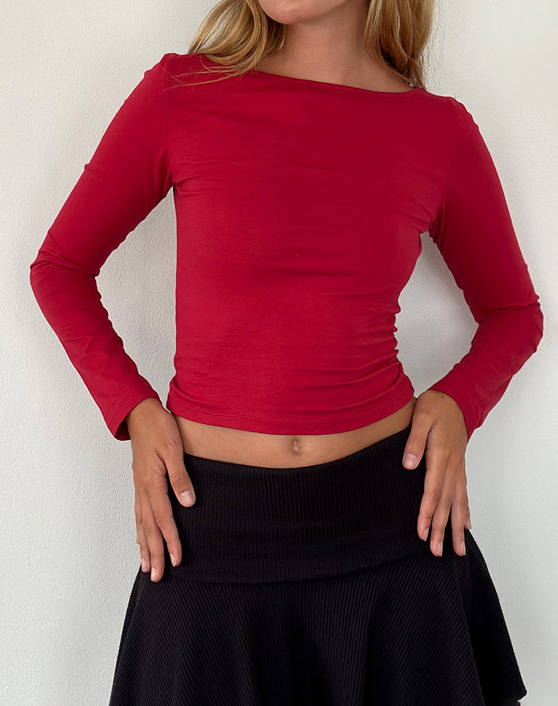Adrenaline Red Long Sleeve Top | Amabon – motelrocks-com-us