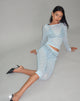 Image of Kalima Lace Cropped Capri Trouser in Baby Blue