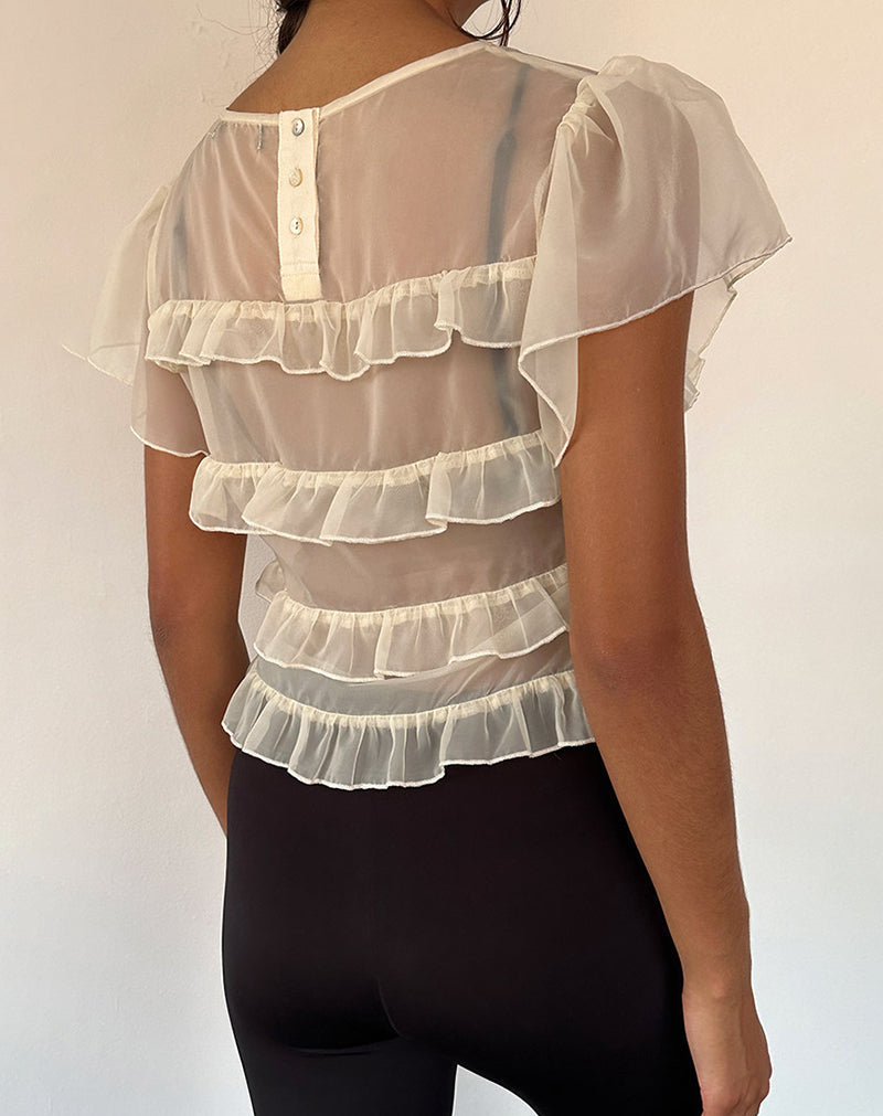 Chocolate Chiffon Ruffle Top (L)