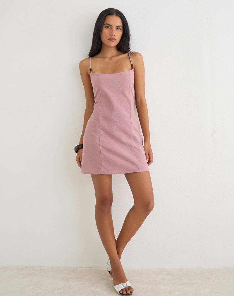 Image of Ambra Scoop Mini Dress in Dusty Rose
