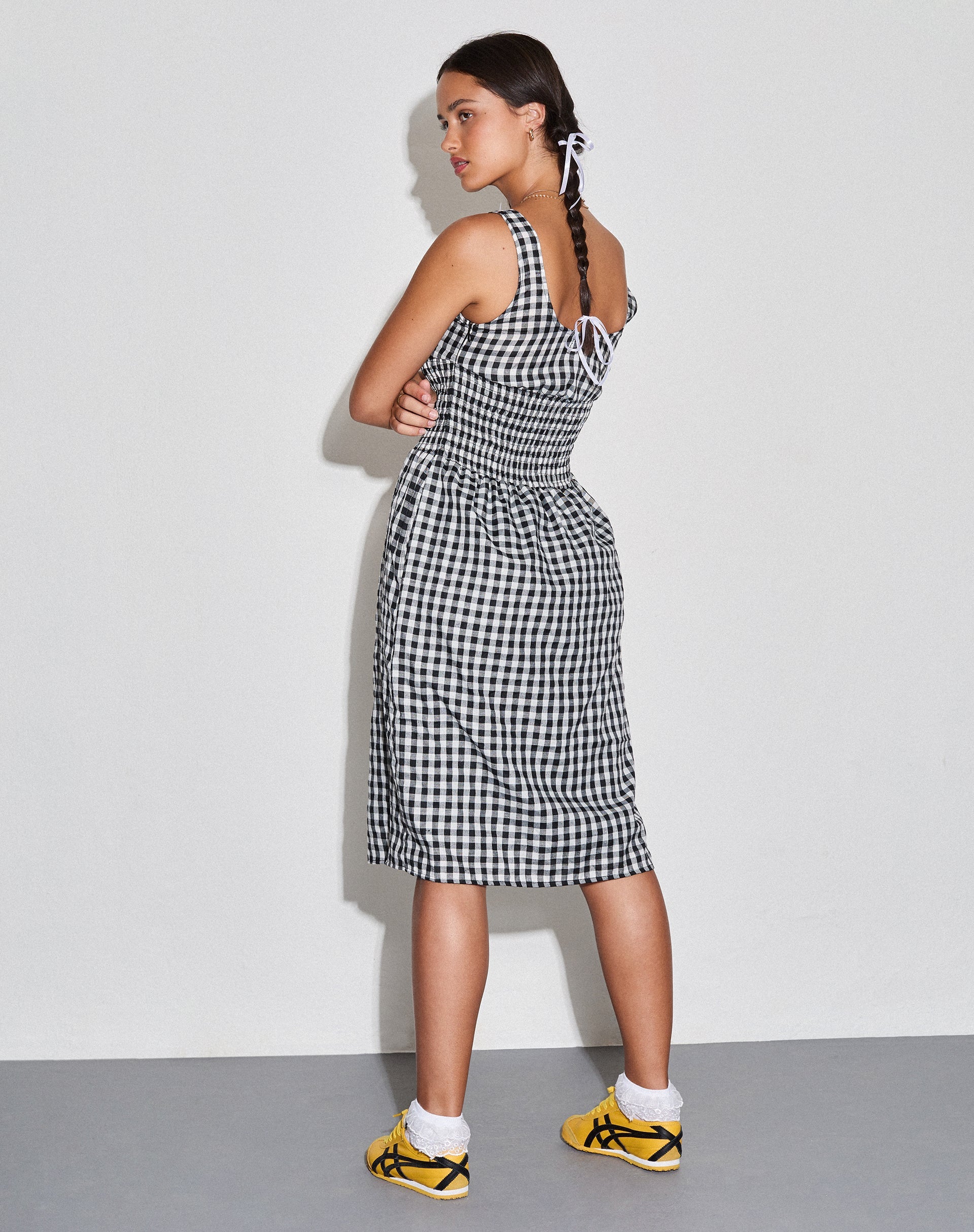 Image of Ambrose Midi Dress in Black and White Gingham