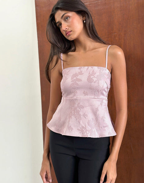 Pink Satin Jacquard Cami Top | Amerta – motelrocks-com-us