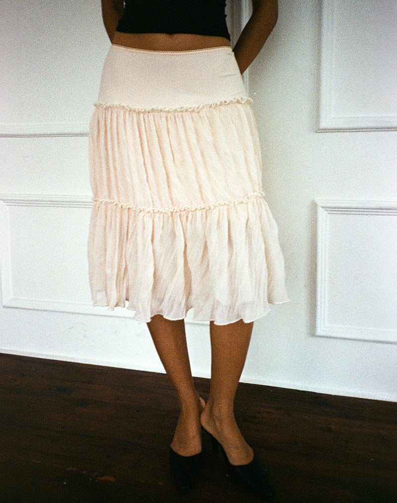 Image of Anahita Tiered Skirt in Chiffon Buttercream