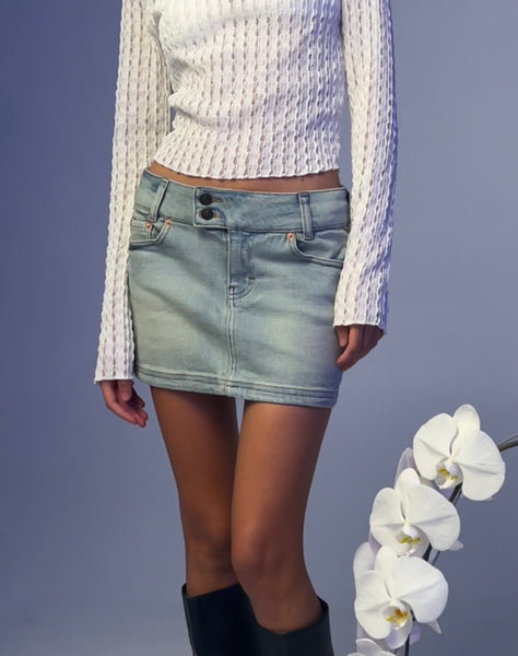 Bleached Denim Mini Skirt - Ready-to-Wear 1AC3U3