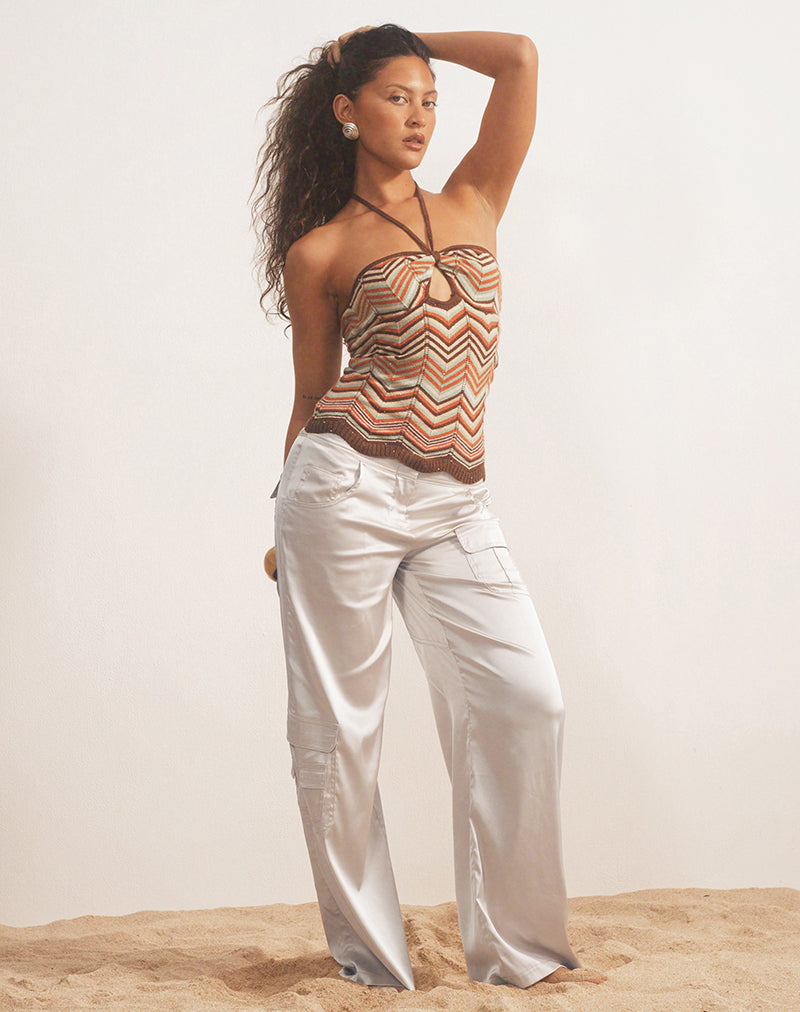 Grania Straight Leg Cargo Trouser in Cream