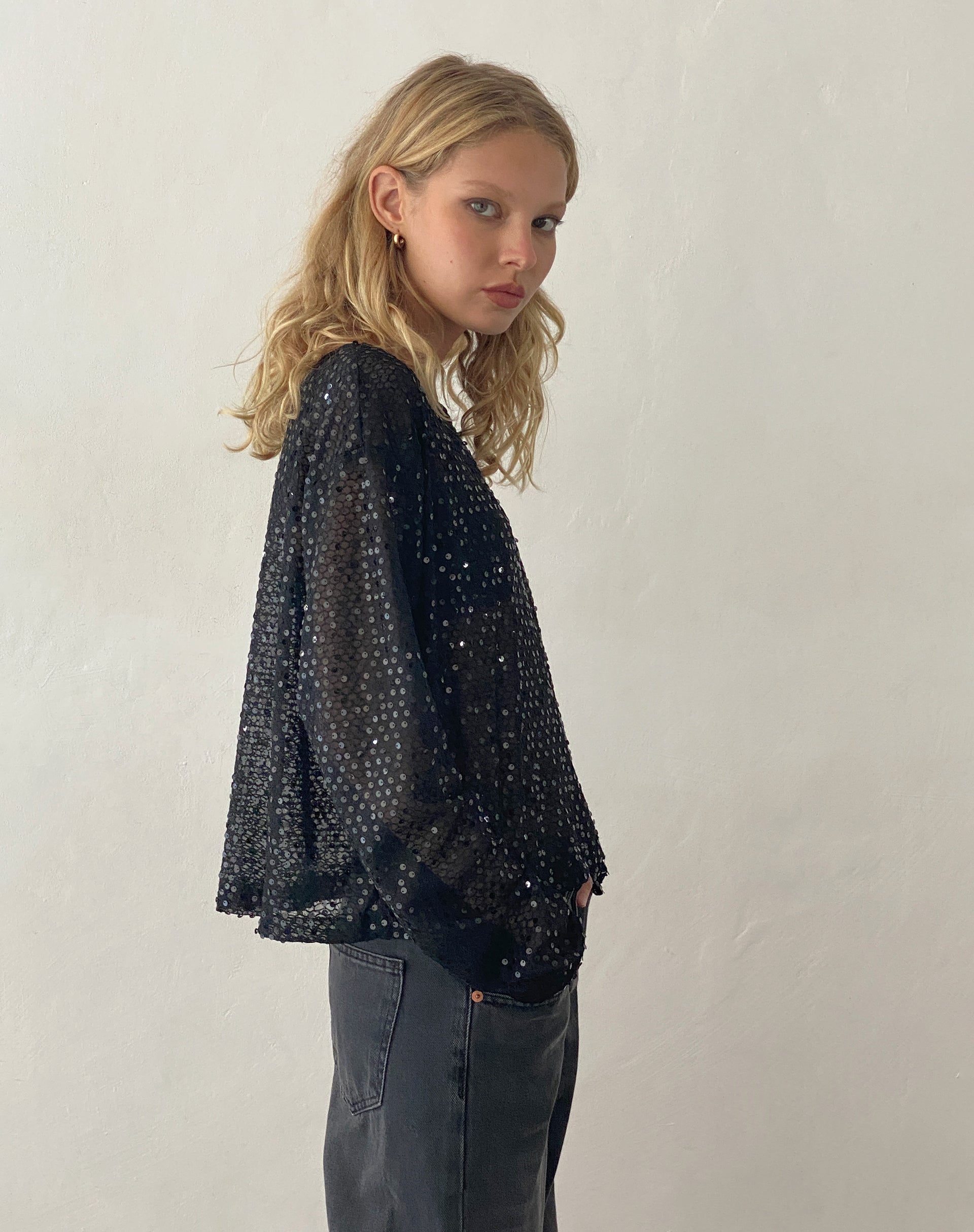 Black long hotsell sleeve sparkly top