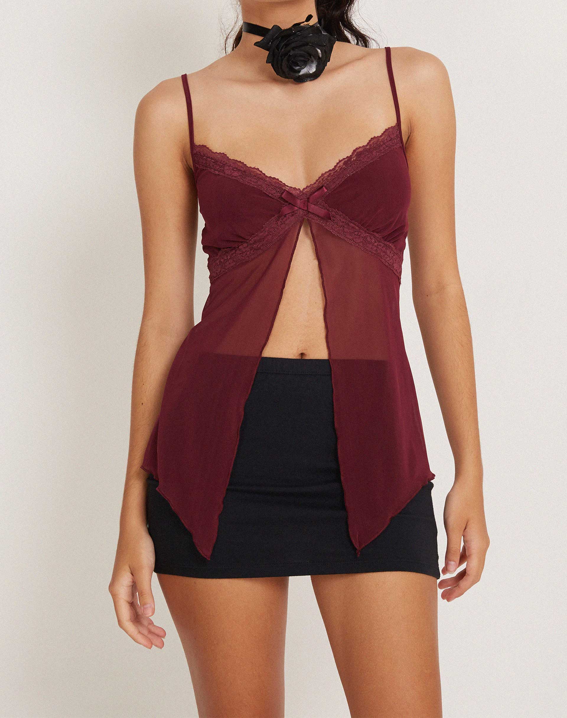 Burgundy Butterfly Top  Ariela – motelrocks-com-us