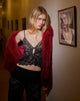Image of Arin Ruffle Cami Top in Floral Lace Black
