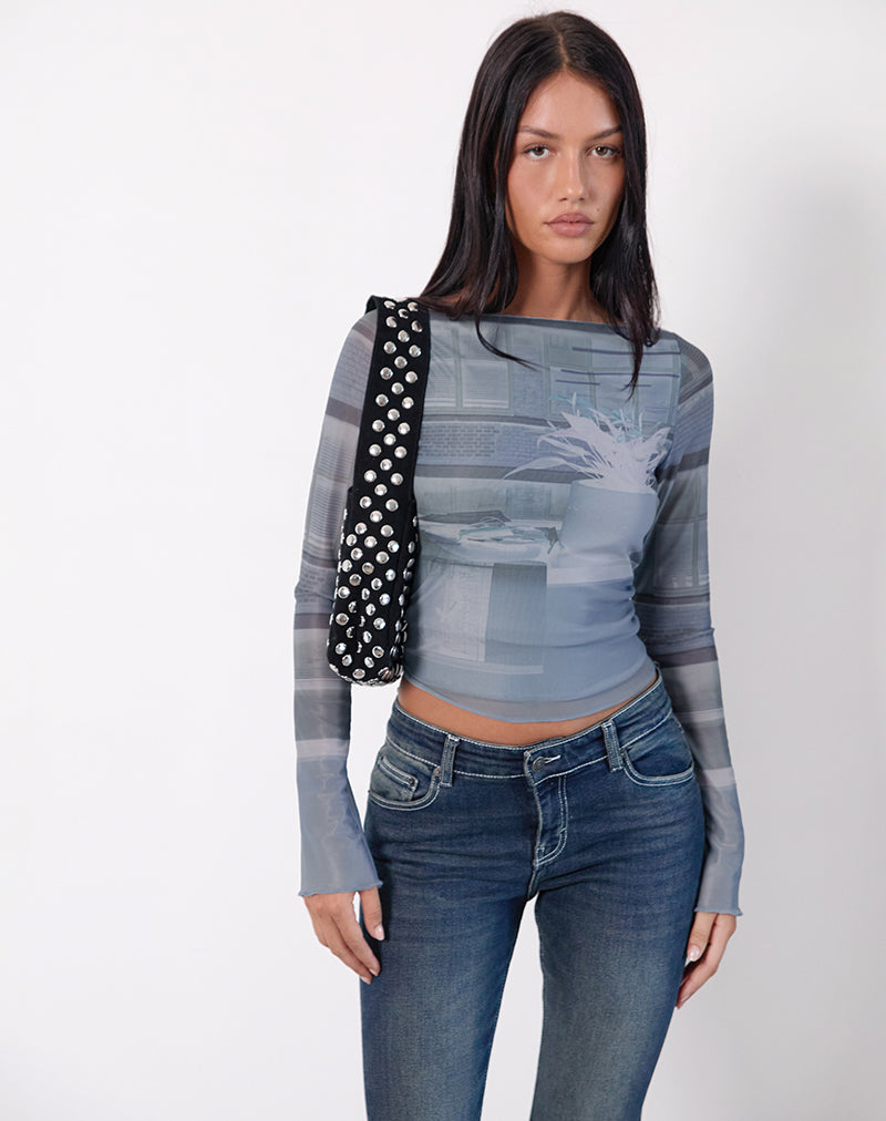 Image of Armali Long Sleeve Top in Parlour Print Blue