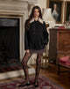 Image of Arsil Double Breasted Coat in Black Wool