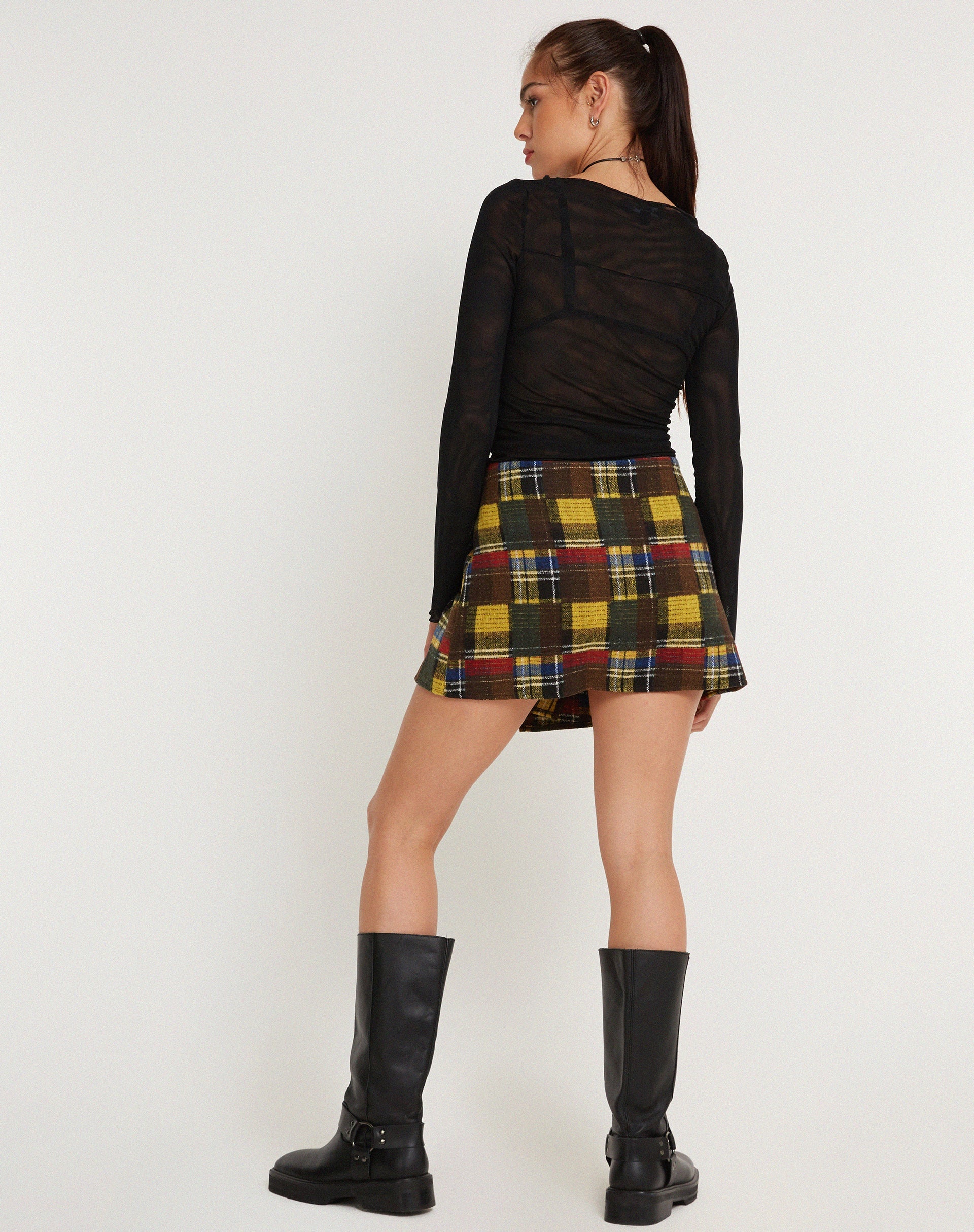 Image of Ardava Wrap Mini Skirt in Mix Tartans