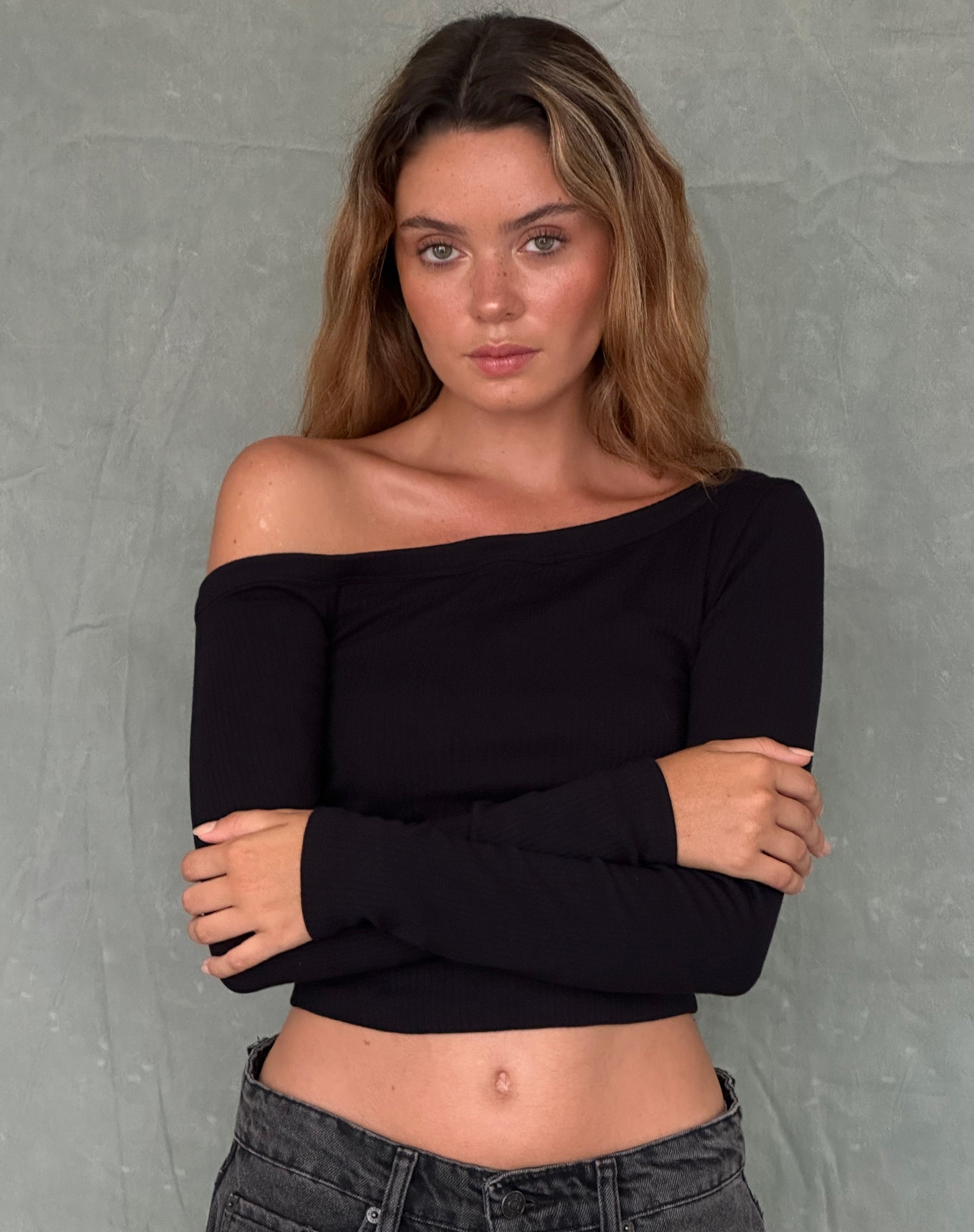 Black Super Soft Thick Rib Long Sleeve Top | Ashia motelrocks-com-us Black Super Soft Thick Rib Long Sleeve Top | Ashia motelrocks-com-us