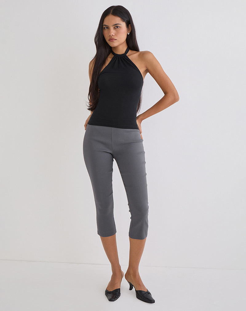 Asla Cropped Capri Trouser in Stretch Tailoring Charcoal